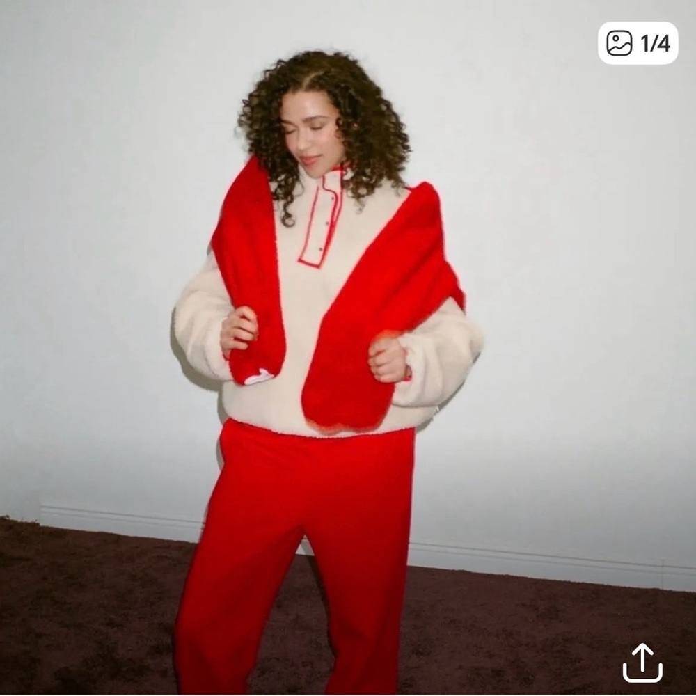 PARKE Pullover Fleece Sherpa Red and White SIZE XXL NWOT
